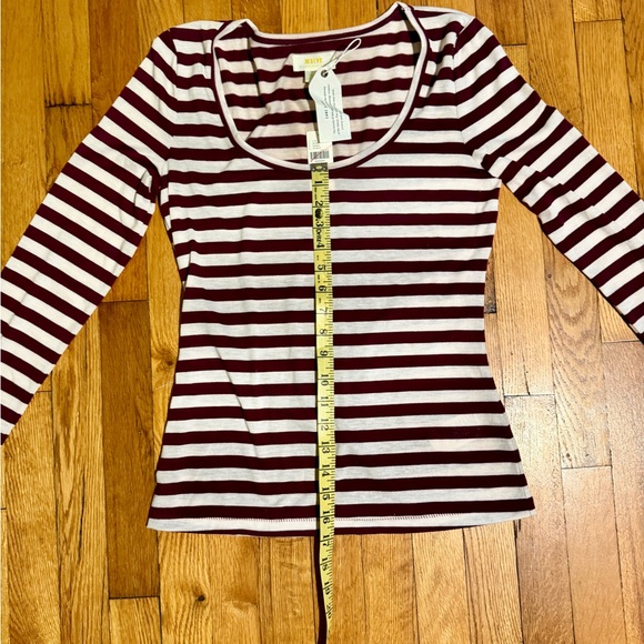 Striped Merlot and cream Women's Top. NWT. Maeve by Anthropologie. Size Medium - Picture 6 of 12